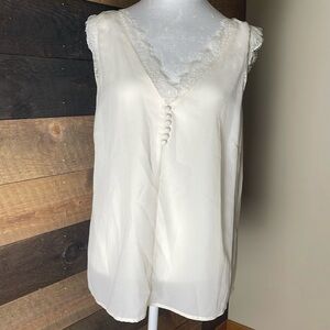 Molly Bracken Sheer Ivory Lace Trim Tank Size XL